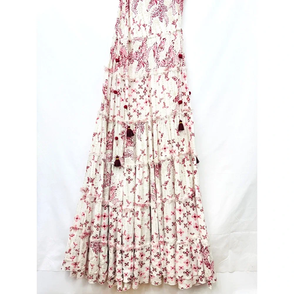 NEW Poupette St Barth Katie Floral Maxi Dress White Crochet Long Ruffled Tiered - Picture 11 of 16
